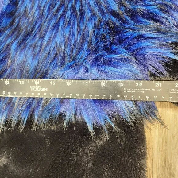 Shaci Blue Women's Size Medium Blue Black Faux Fur Monster‎ Bomber Jacket - Picture 13 of 15